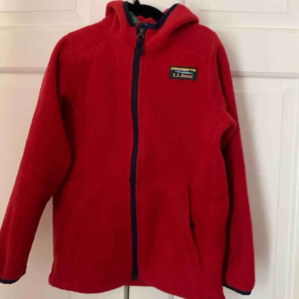 LL BEAN kids unisex Mountain Classic Hooded Fleece size 6X-7
